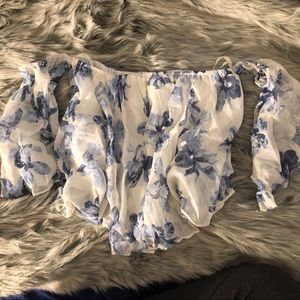 NEW Acanva Off Shoulder Crop Top Blue